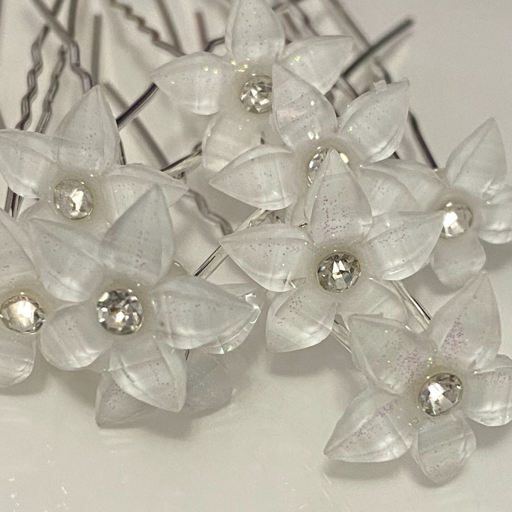 10pcs white flower hair pins clips accessories